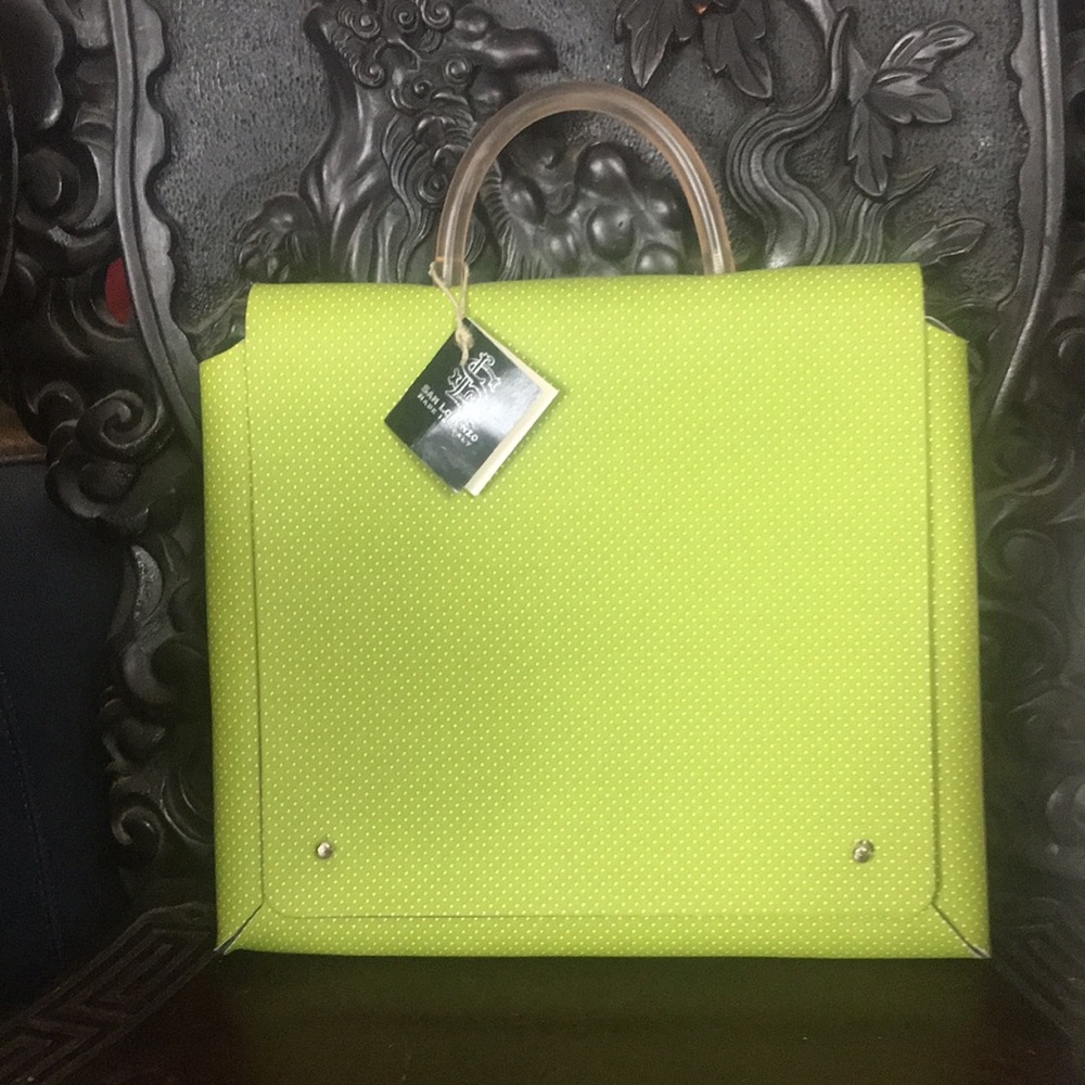 NWT San Lorenzo Grass Green bag with handle.